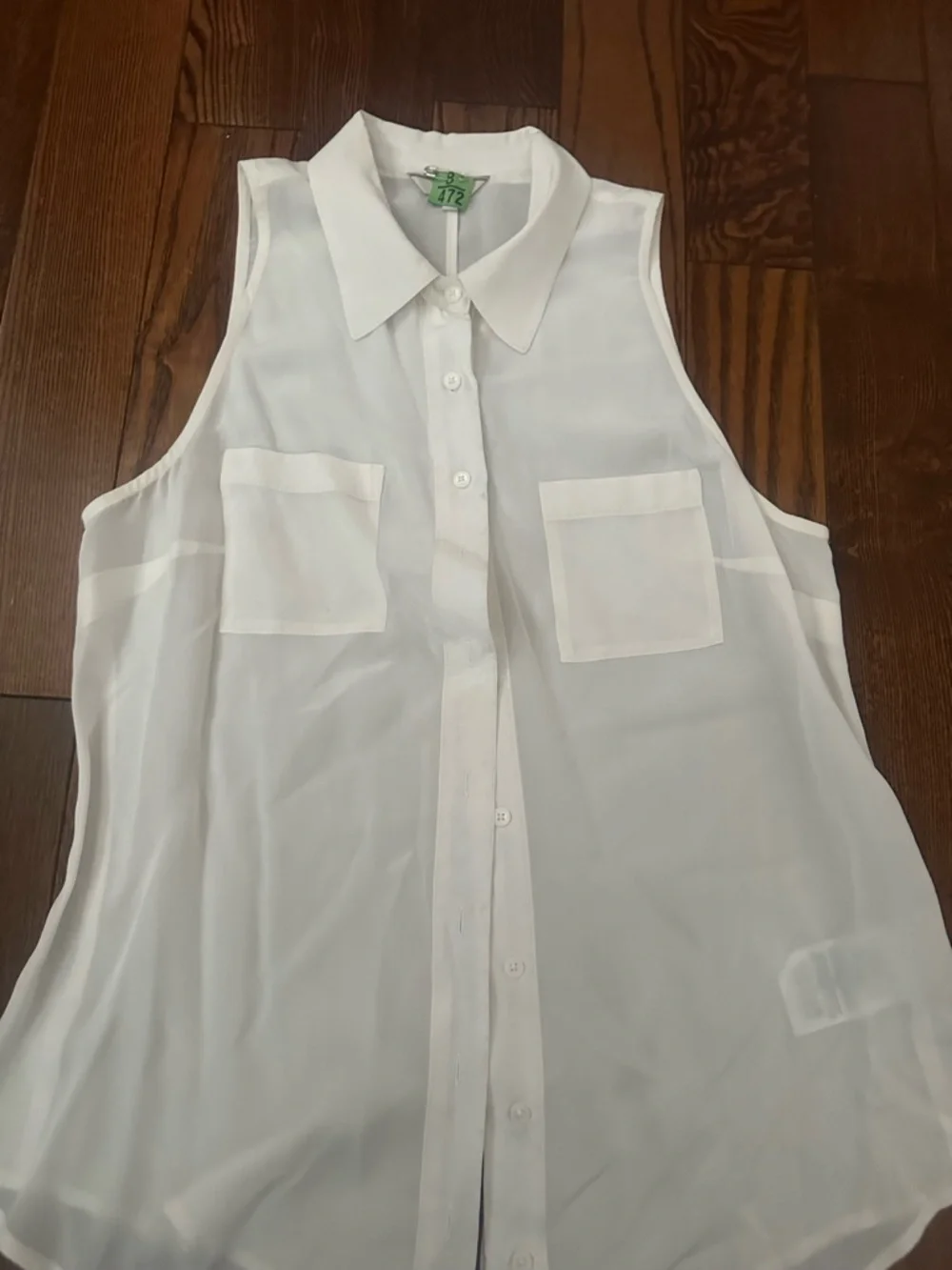 Guess White Sleeveless Button-Up Sheer Blouse - Picture 2 of 6
